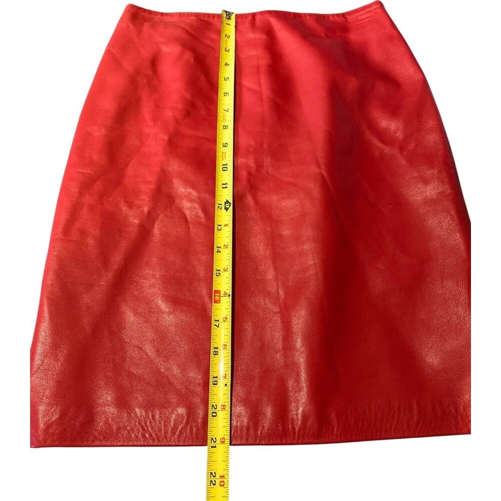 Ralph Lauren Red Leather Pencil Lined Skirt Size 6 - Picture 10 of 10
